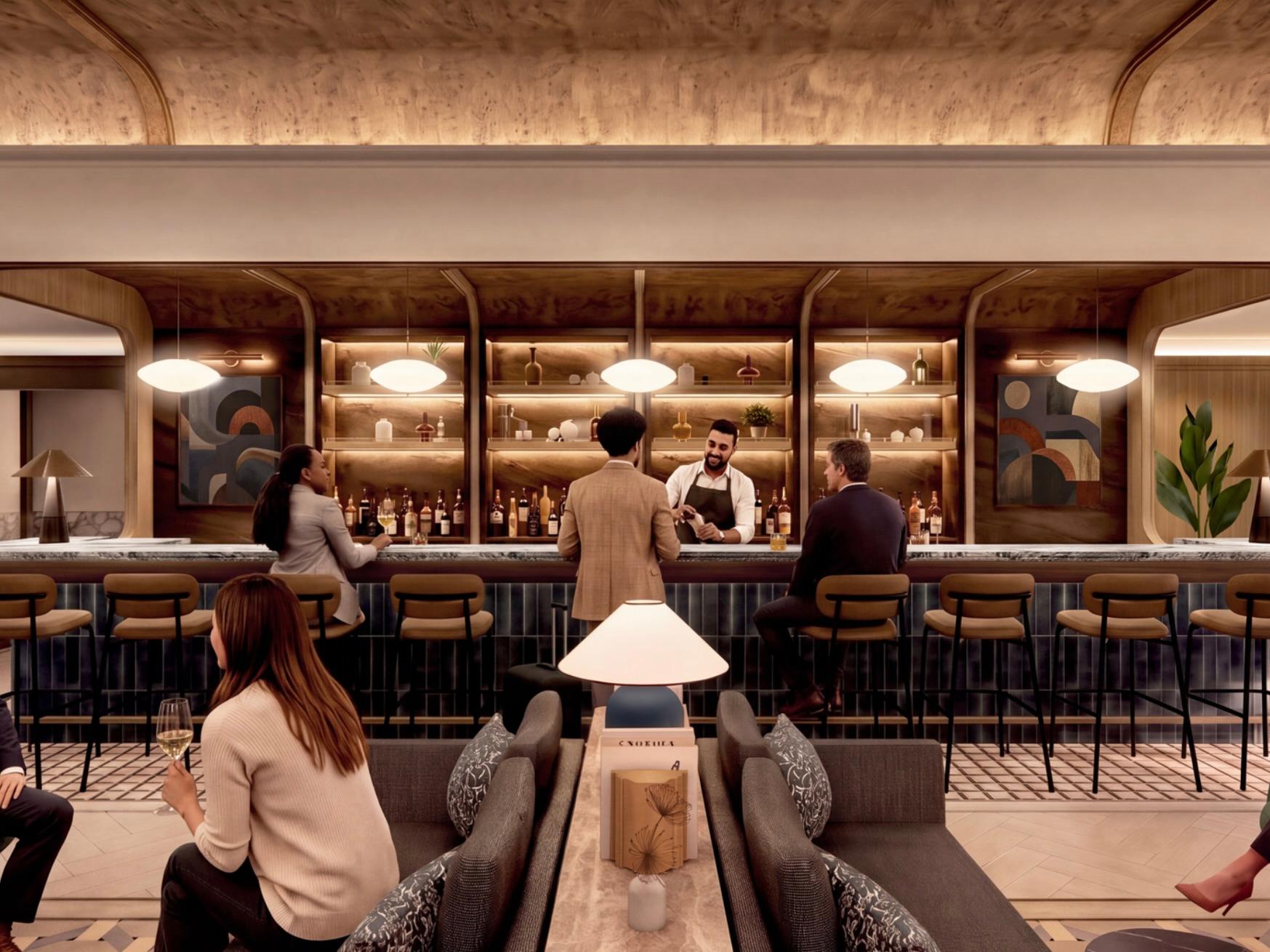 Rendering of the new Amex Centurion Lounge at LHR.